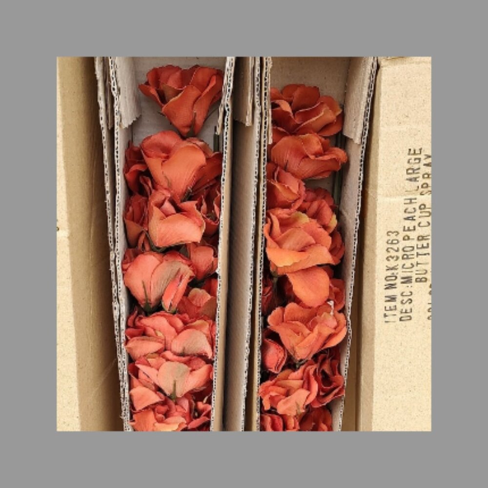 Faux Salmon Peach Buttercup Floral Spray 25" Bulk Lot